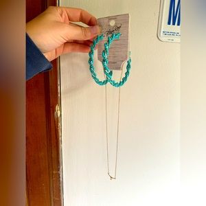 Cute turquoise earring and western necklace set